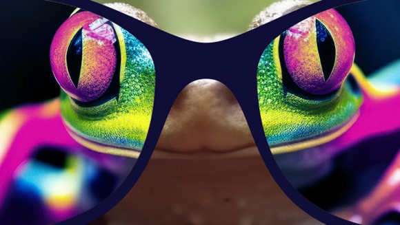 front view of frog with large sunglasses