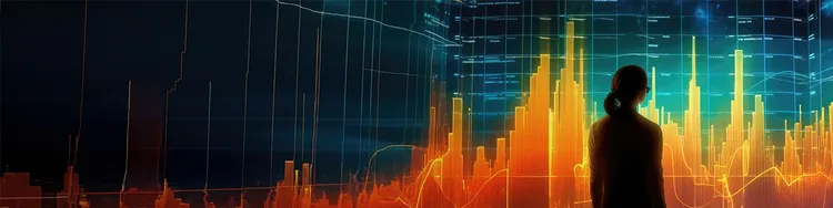 A women is watching graph in the display