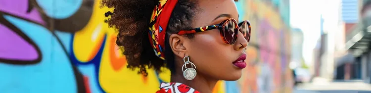 A black woman standing against a graffiti wall